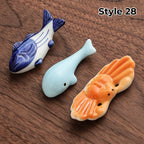 Chopstick Rest Set Handcrafted Ceramic Hand-Painted Set of 3