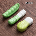 Chopstick Rest Set Handcrafted Ceramic Hand-Painted Set of 3