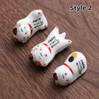 Chopstick Rest Set Handcrafted Ceramic Hand-Painted Set of 3