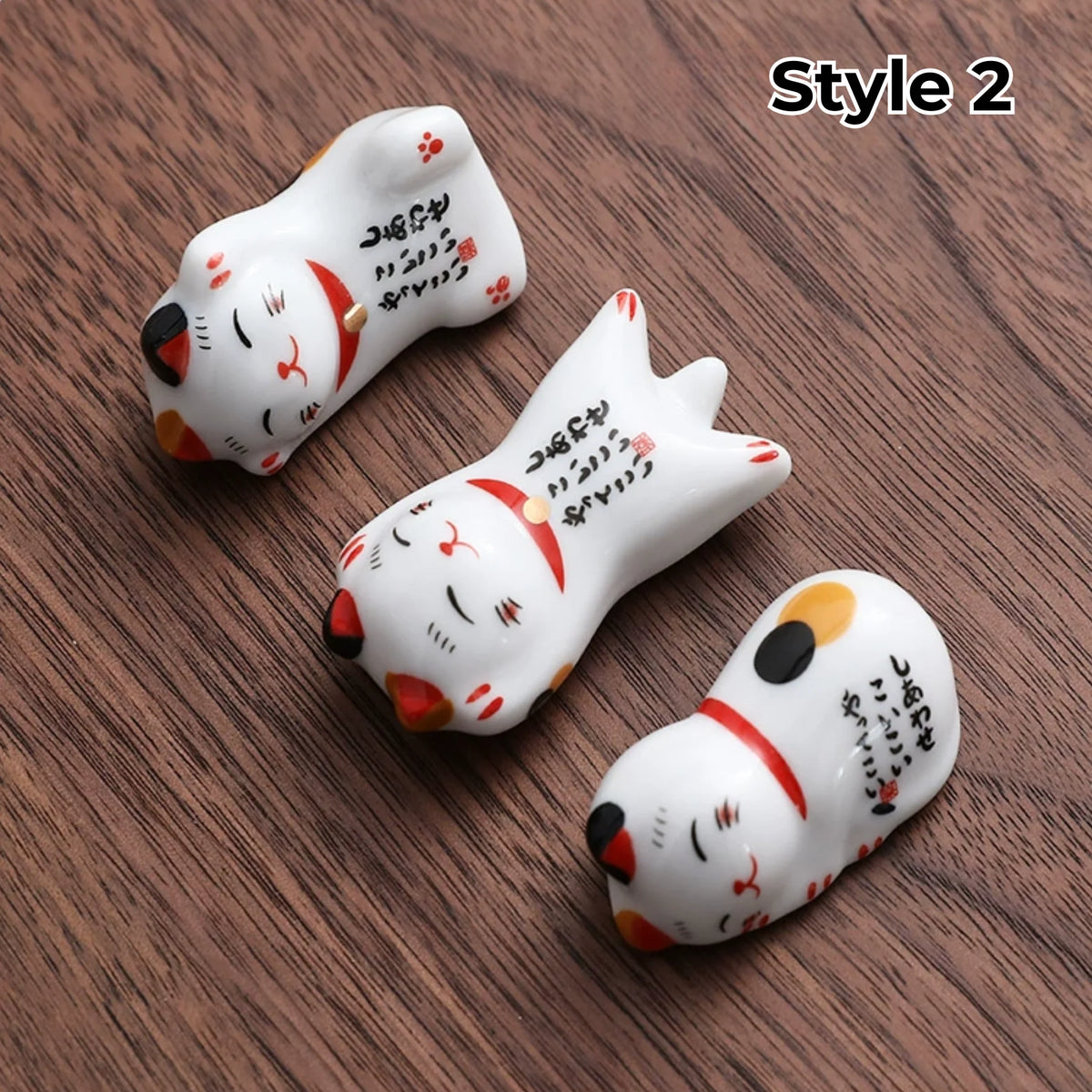 Chopstick Rest Set Handcrafted Ceramic Hand-Painted Set of 3