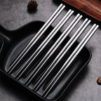 Chopstick Set Polished Stainless Steel Ergonomic Grip Dishwasher Safe