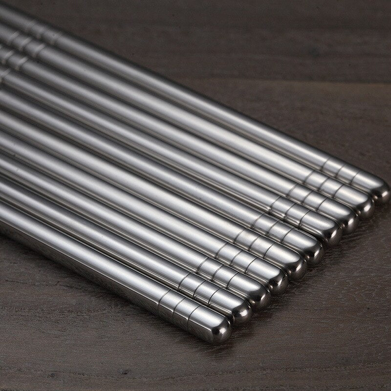 Chopstick Set Polished Stainless Steel Ergonomic Grip Dishwasher Safe