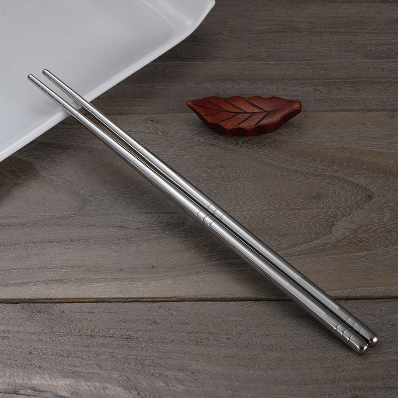 Chopstick Set Polished Stainless Steel Ergonomic Grip Dishwasher Safe