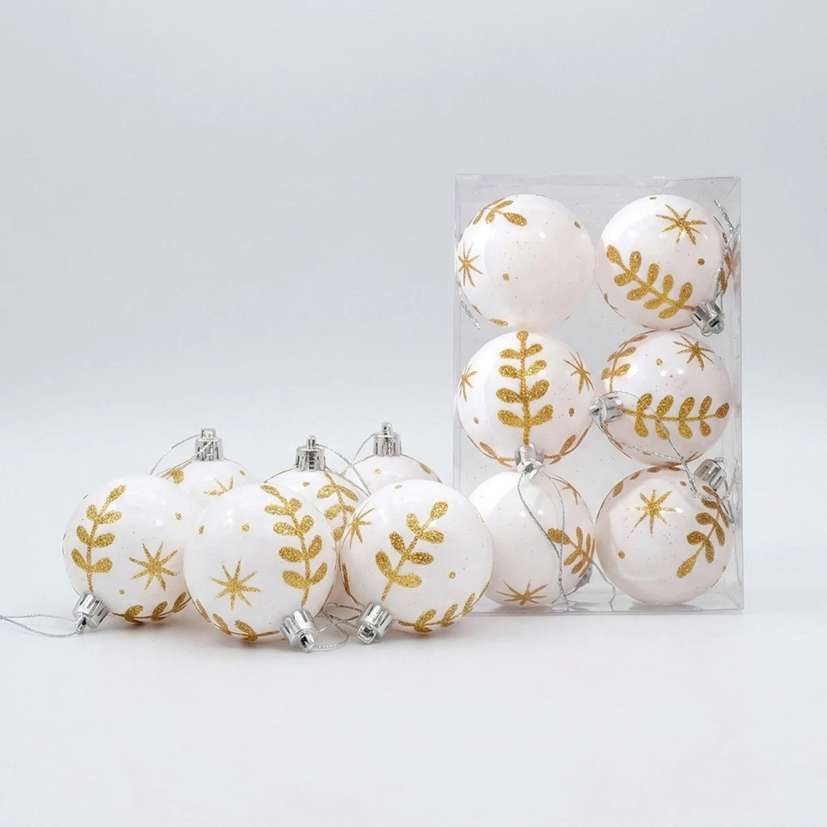 Christmas Bauble Set Snowflake Design Shatterproof Set of 6
