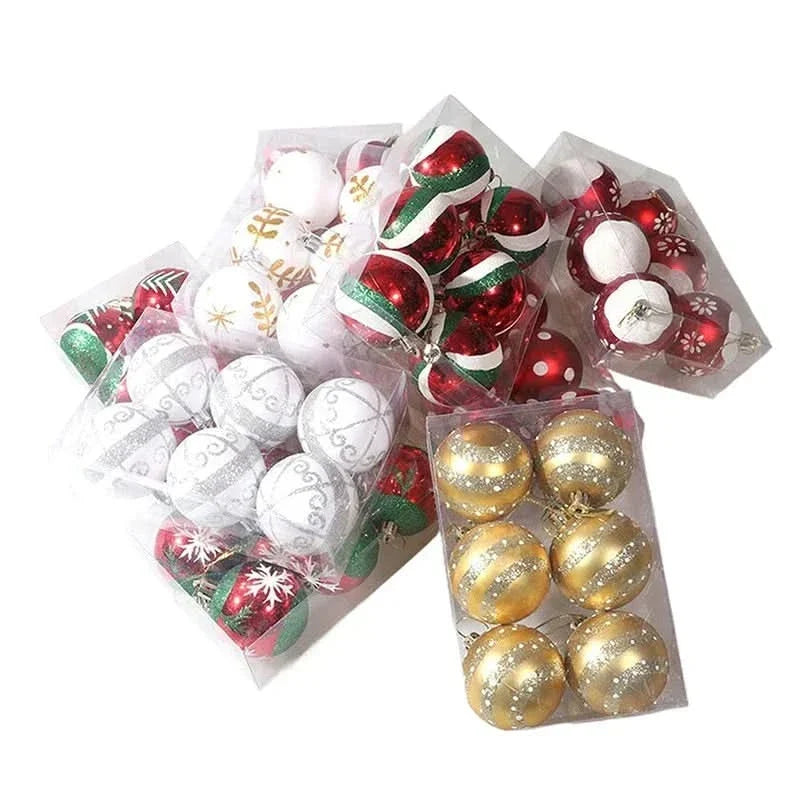 Christmas Bauble Set Snowflake Design Shatterproof Set of 6