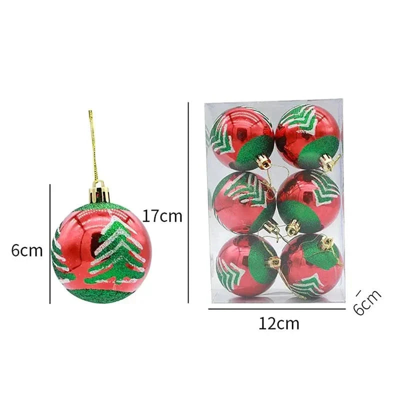 Christmas Bauble Set Snowflake Design Shatterproof Set of 6