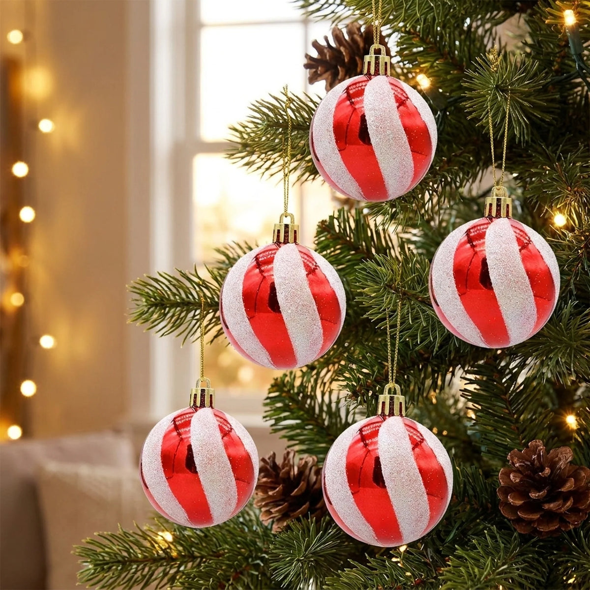 Christmas Bauble Set Snowflake Design Shatterproof Set of 6