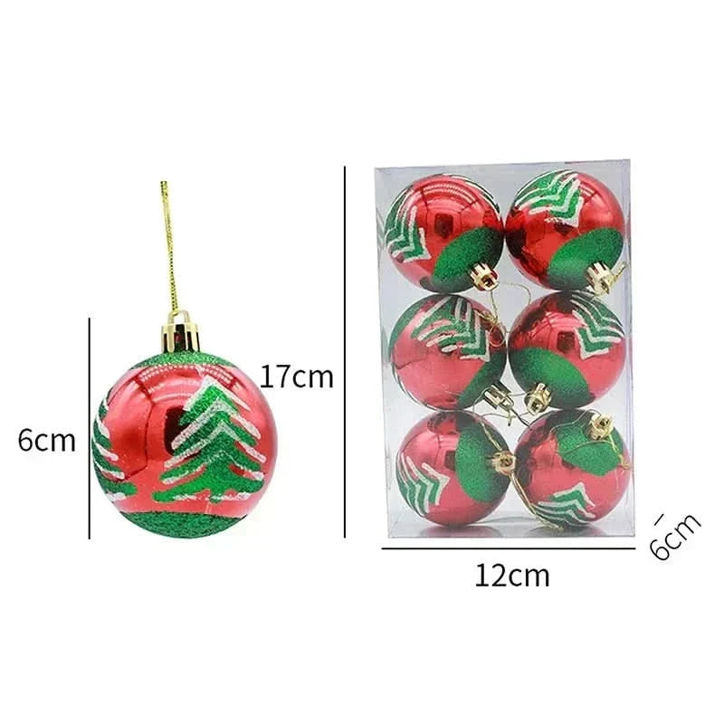 Christmas Bauble Set Snowflake Design Shatterproof Set of 6