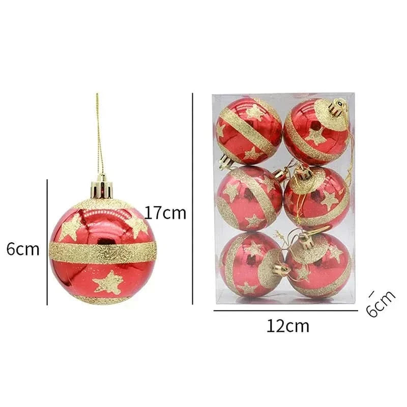 Christmas Bauble Set Snowflake Design Shatterproof Set of 6