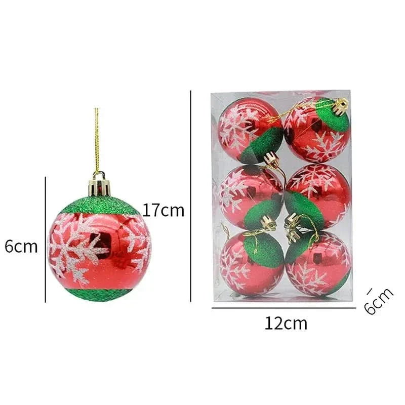 Christmas Bauble Set Snowflake Design Shatterproof Set of 6