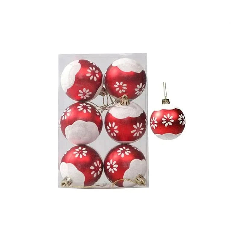 Christmas Bauble Set Snowflake Design Shatterproof Set of 6