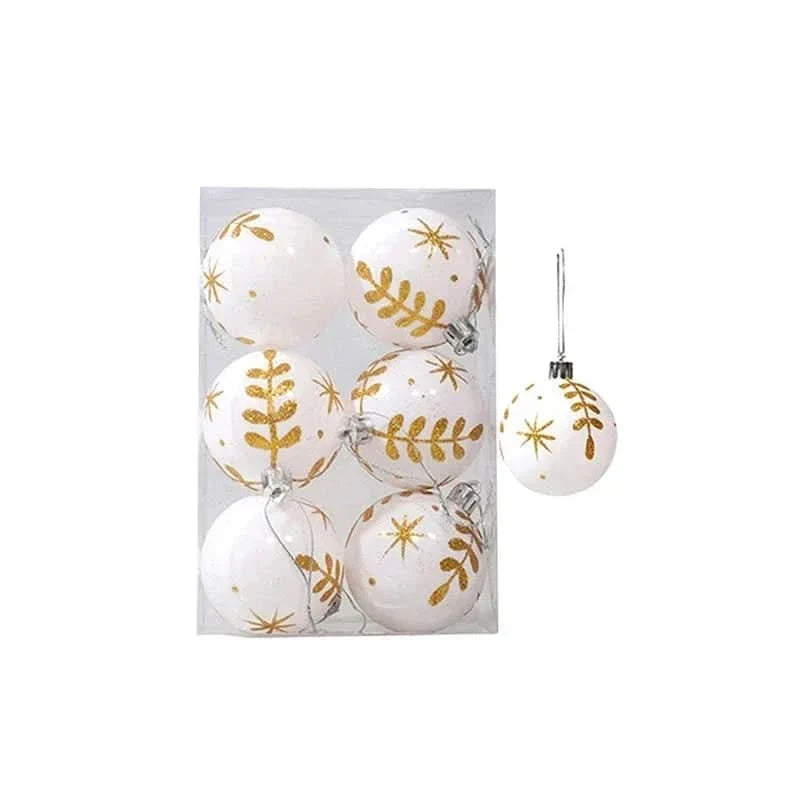 Christmas Bauble Set Snowflake Design Shatterproof Set of 6