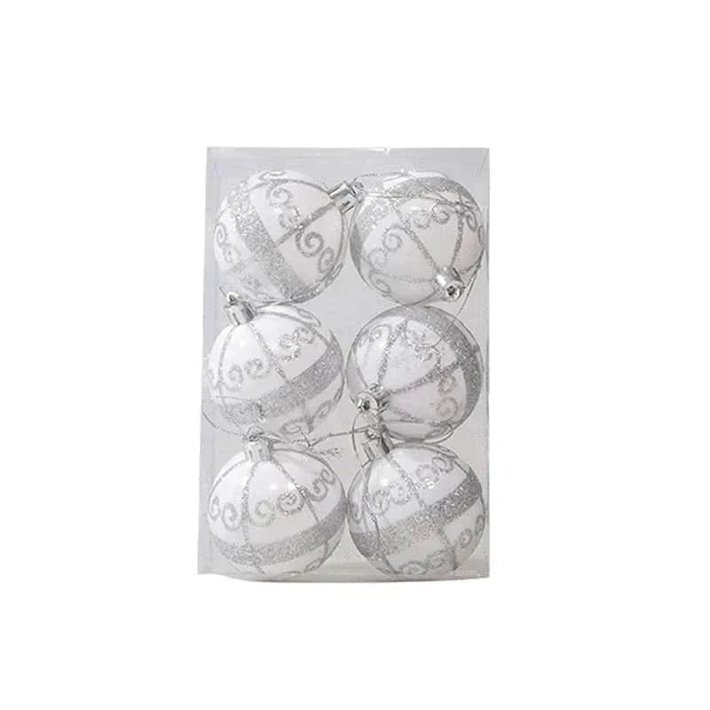 Christmas Bauble Set Snowflake Design Shatterproof Set of 6