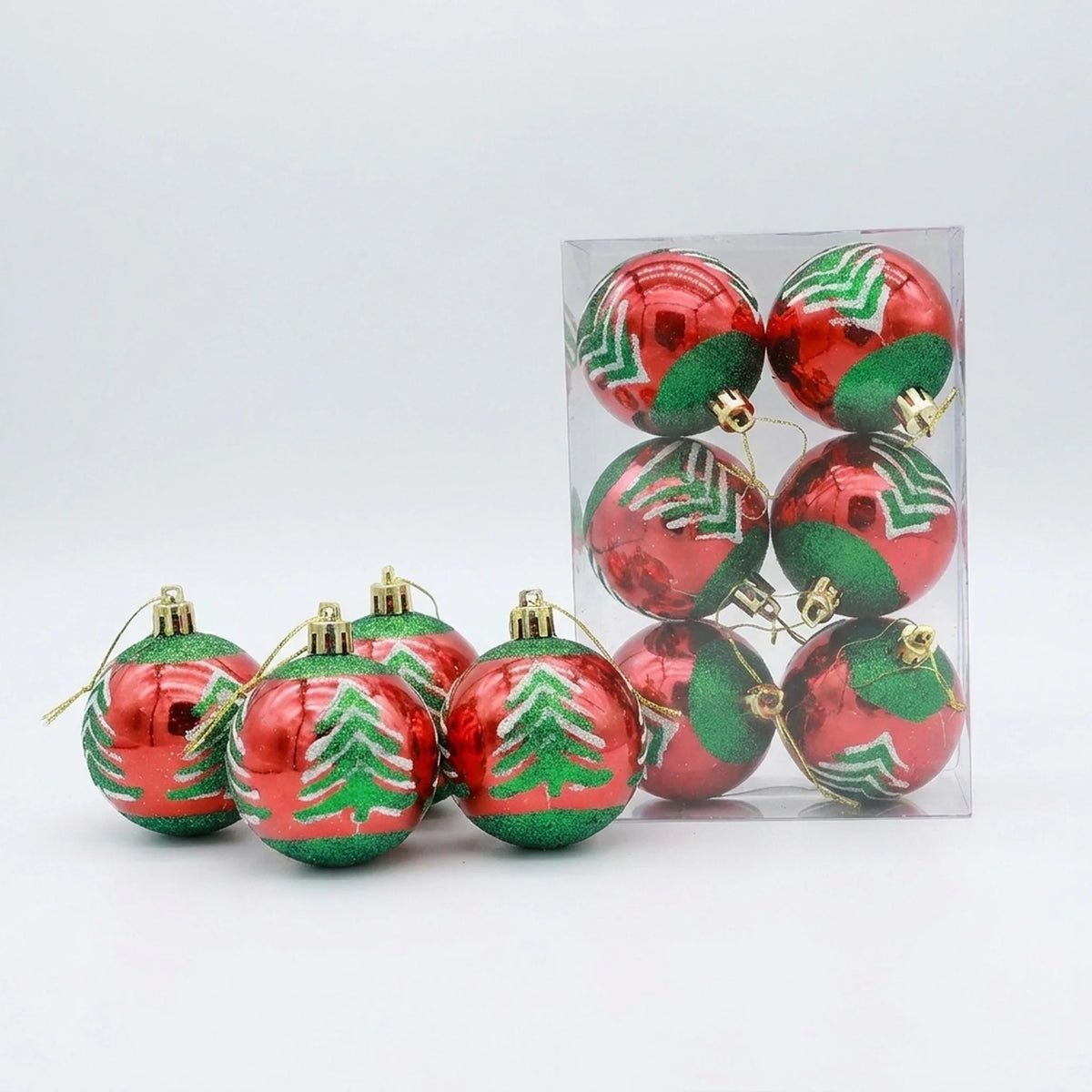 Christmas Bauble Set Snowflake Design Shatterproof Set of 6