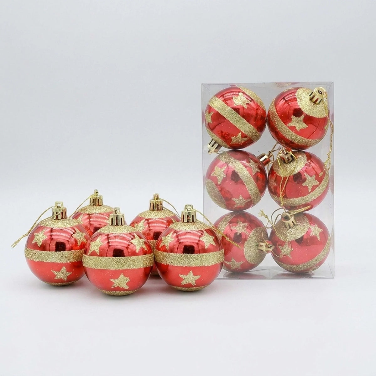 Christmas Bauble Set Snowflake Design Shatterproof Set of 6
