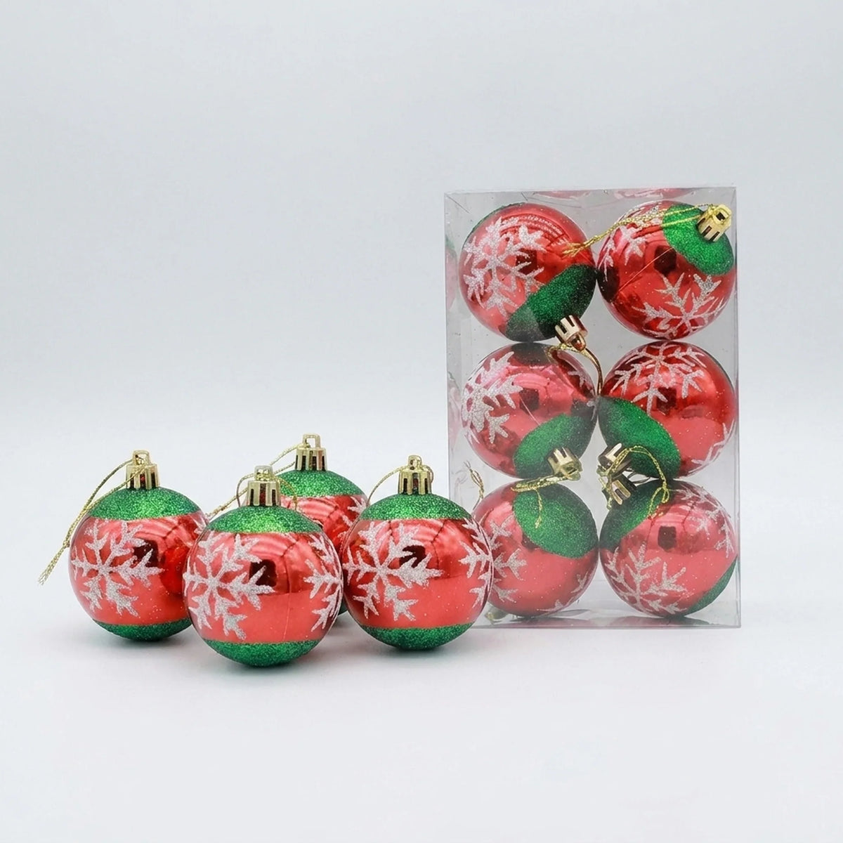 Christmas Bauble Set Snowflake Design Shatterproof Set of 6
