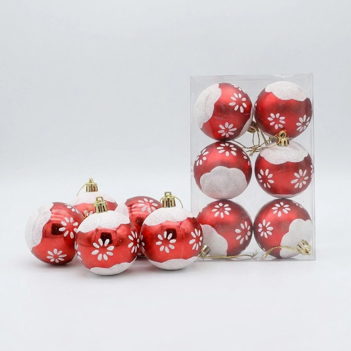 Christmas Bauble Set Snowflake Design Shatterproof Set of 6
