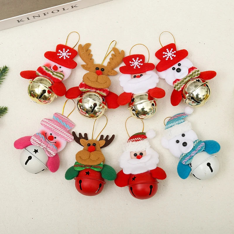 Christmas Bell Santa Motif Hanging Loop Durable Finish