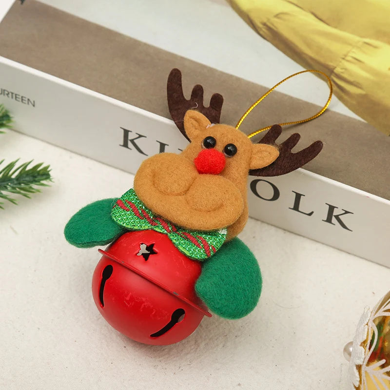 Christmas Bell Santa Motif Hanging Loop Durable Finish