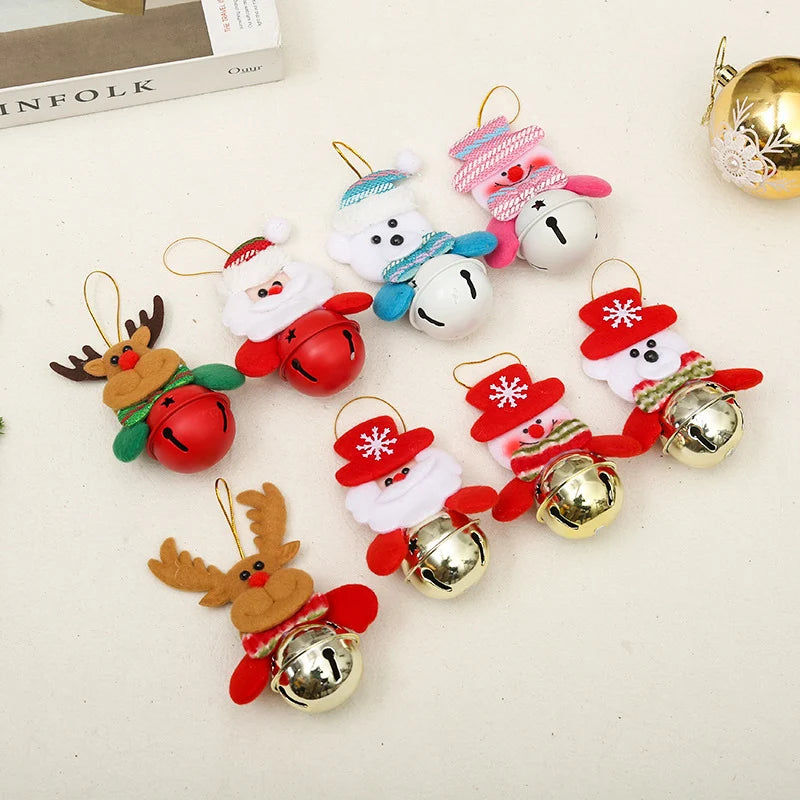 Christmas Bell Santa Motif Hanging Loop Durable Finish