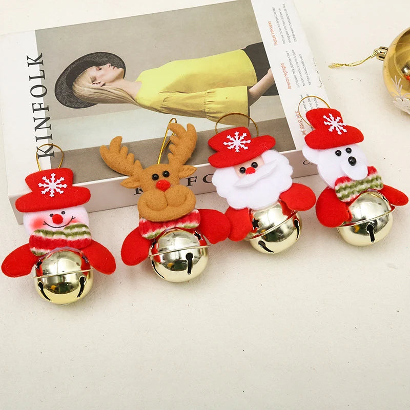 Christmas Bell Santa Motif Hanging Loop Durable Finish