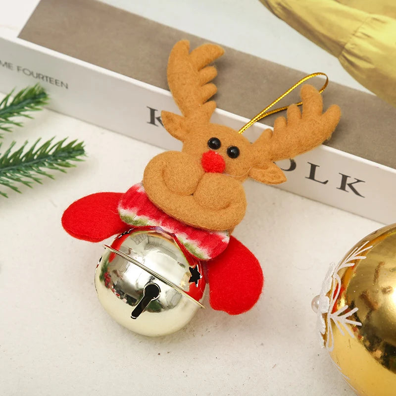 Christmas Bell Santa Motif Hanging Loop Durable Finish