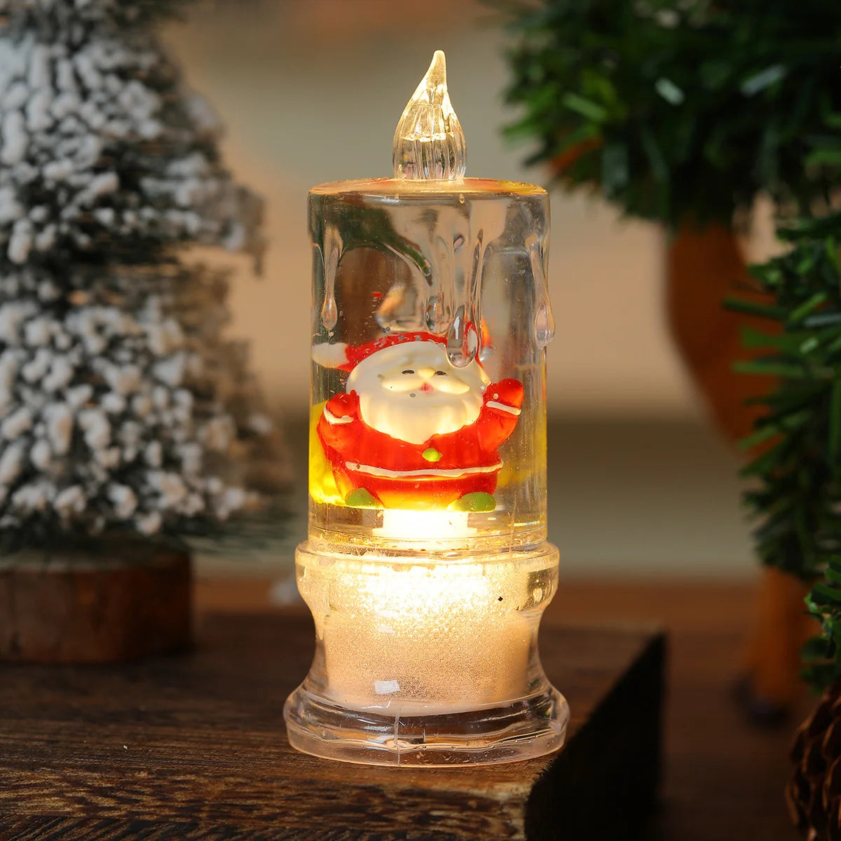 Christmas Candle Figurine LED Illuminated Battery-Free