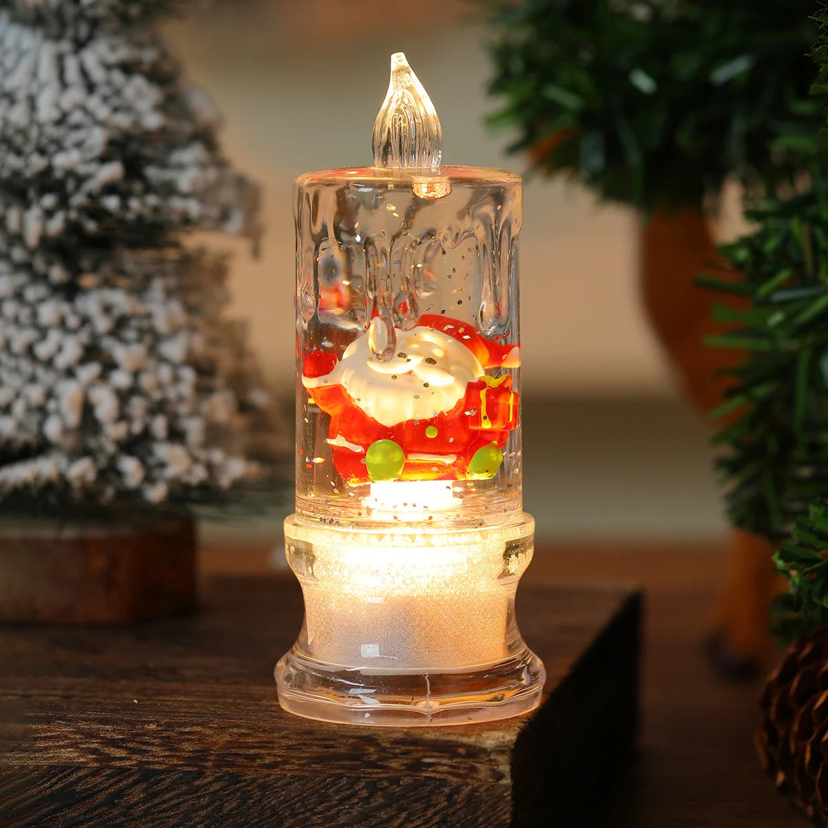 Christmas Candle Figurine LED Illuminated Battery-Free