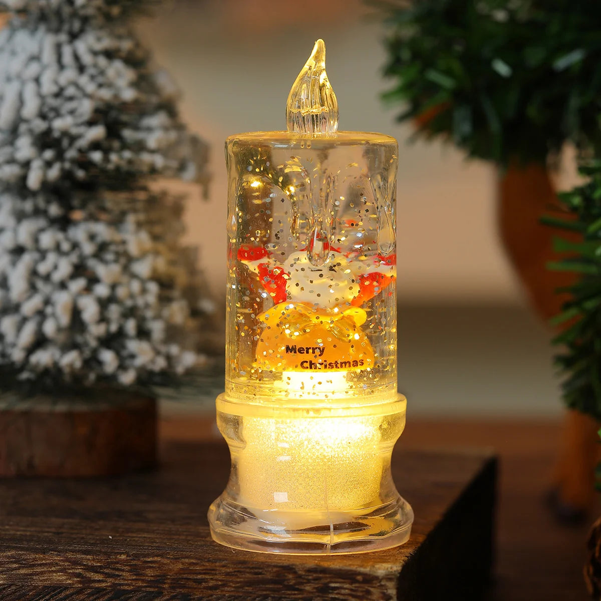 Christmas Candle Figurine LED Illuminated Battery-Free