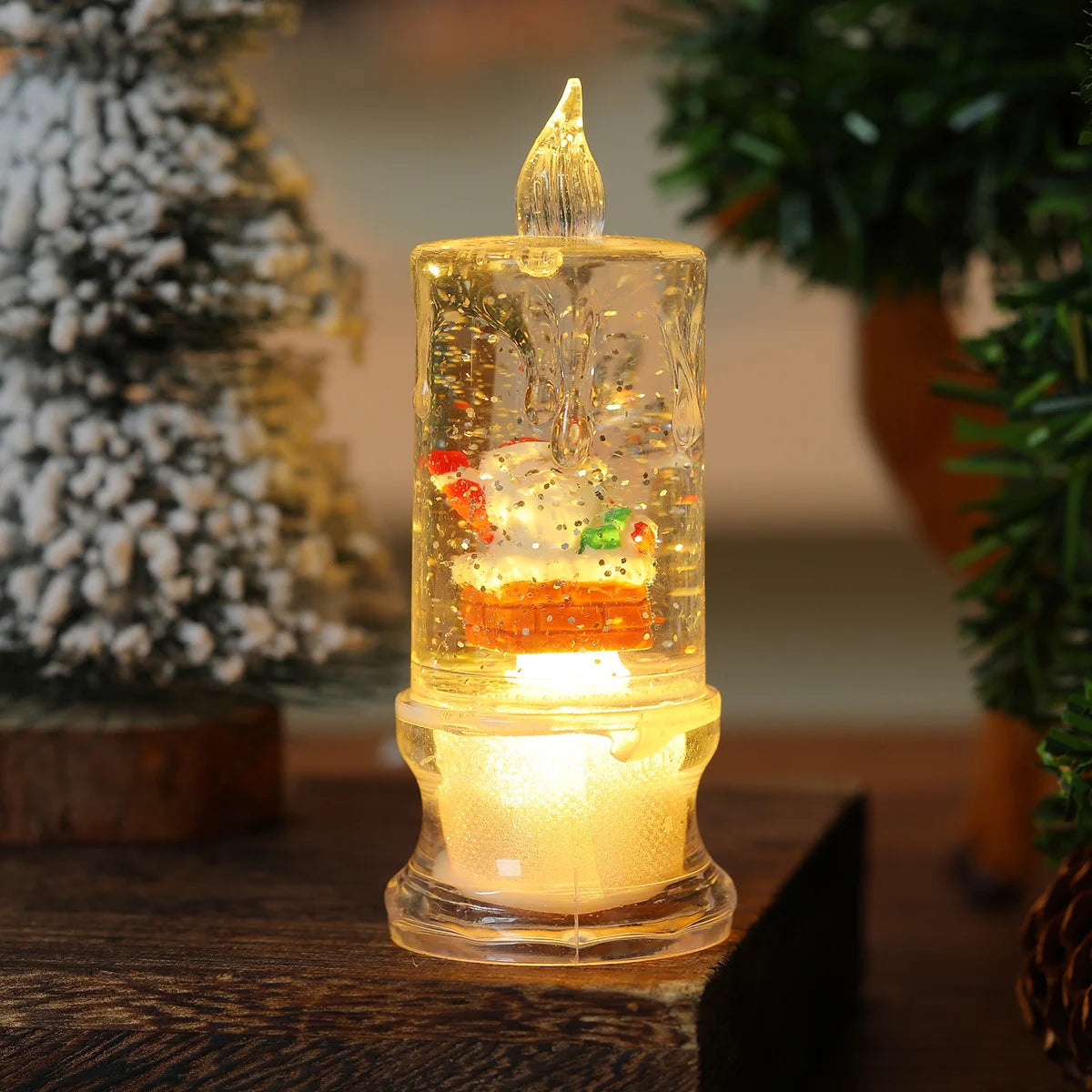 Christmas Candle Figurine LED Illuminated Battery-Free