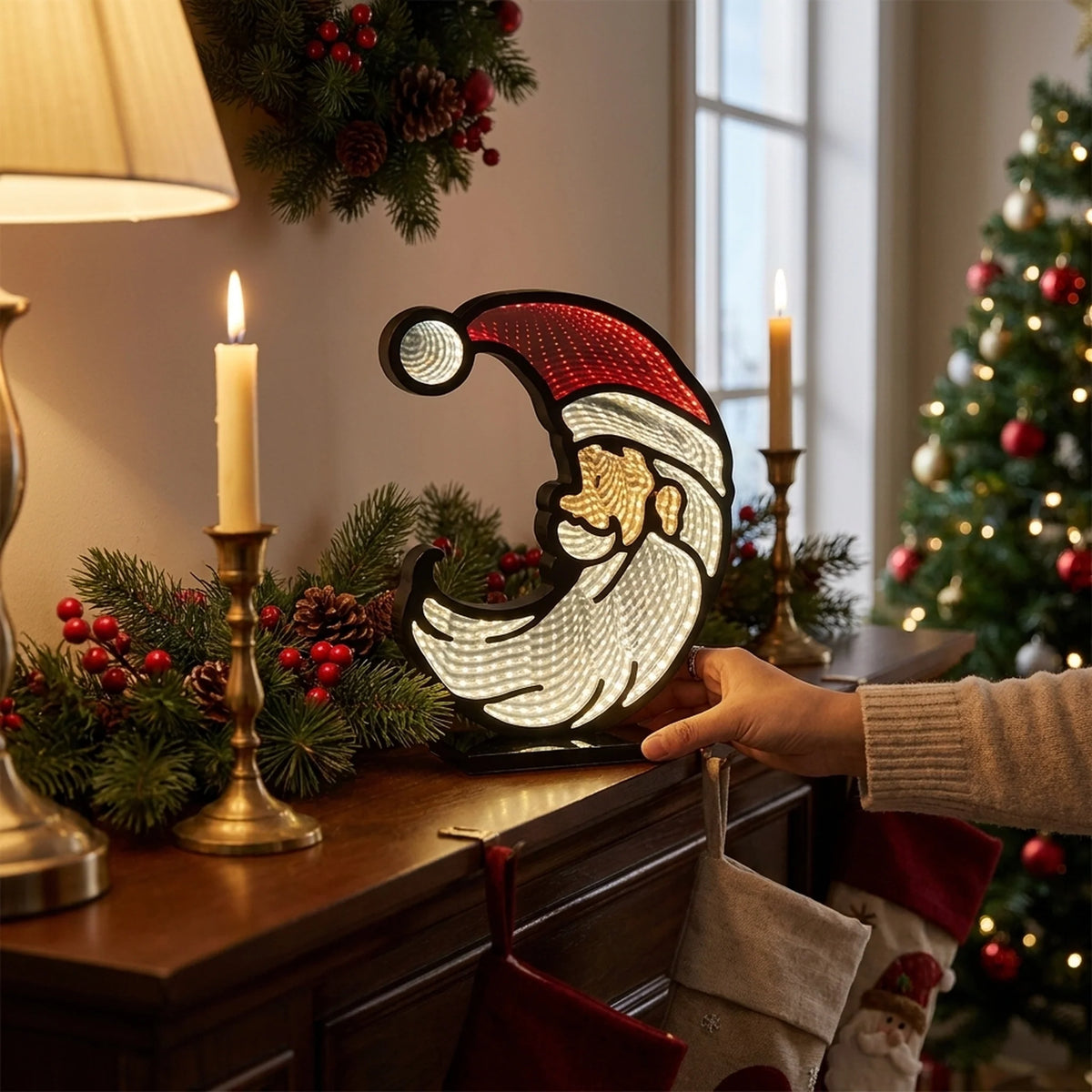 Christmas Decoration 3D Santa Infinity Light Warm Glow