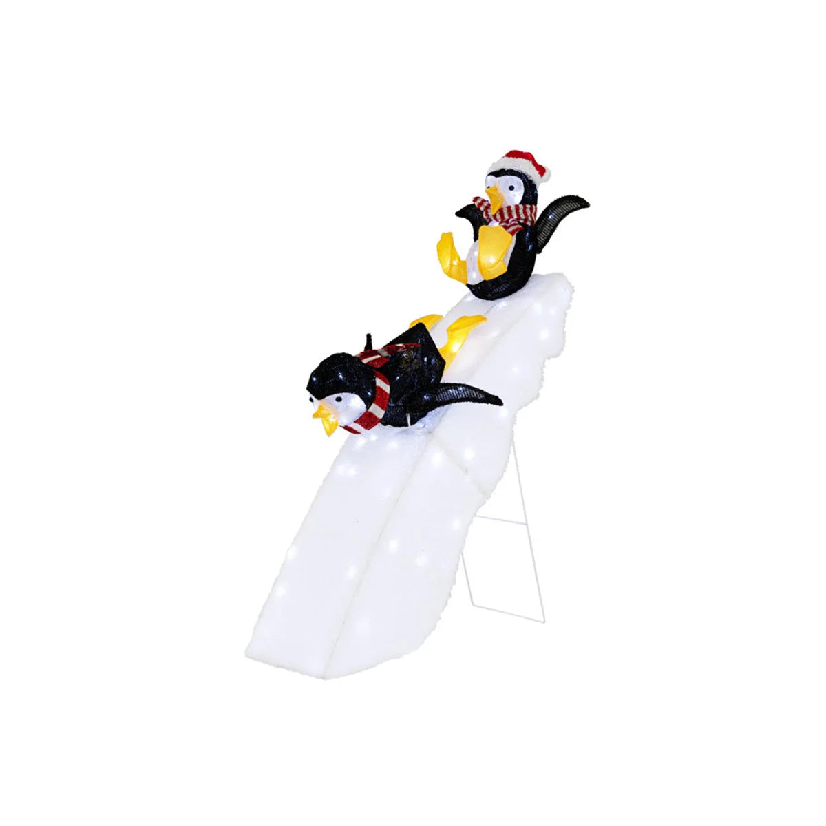 Christmas Decoration Penguin Ice Skating Scene Pre-Lit 130 LEDs