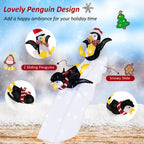 Christmas Decoration Penguin Ice Skating Scene Pre-Lit 130 LEDs