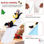 Christmas Decoration Penguin Ice Skating Scene Pre-Lit 130 LEDs