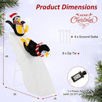 Christmas Decoration Penguin Ice Skating Scene Pre-Lit 130 LEDs