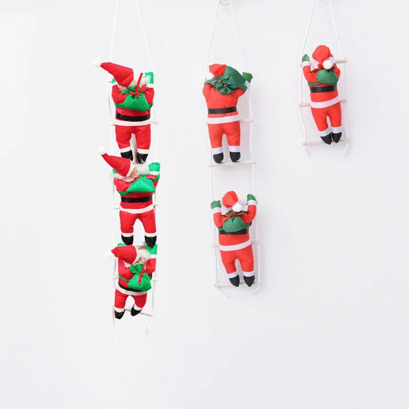 Christmas Decoration Sitting Santas On Ladder Indoor & Outdoor