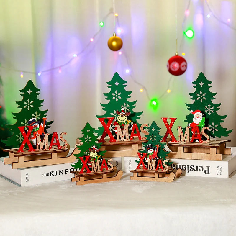 Christmas Decoration Wooden Tree & Figurine Set