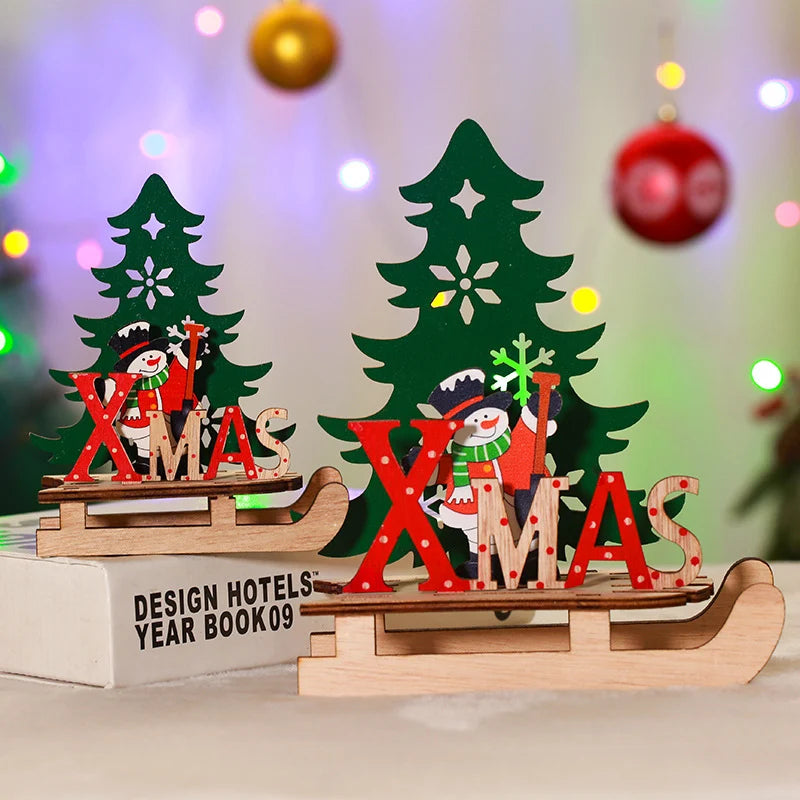 Christmas Decoration Wooden Tree & Figurine Set