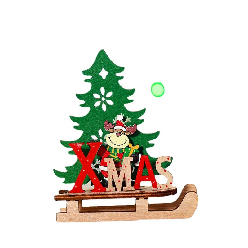 Christmas Decoration Wooden Tree & Figurine Set