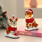 Christmas Dog Figurine LED Illuminated Resin