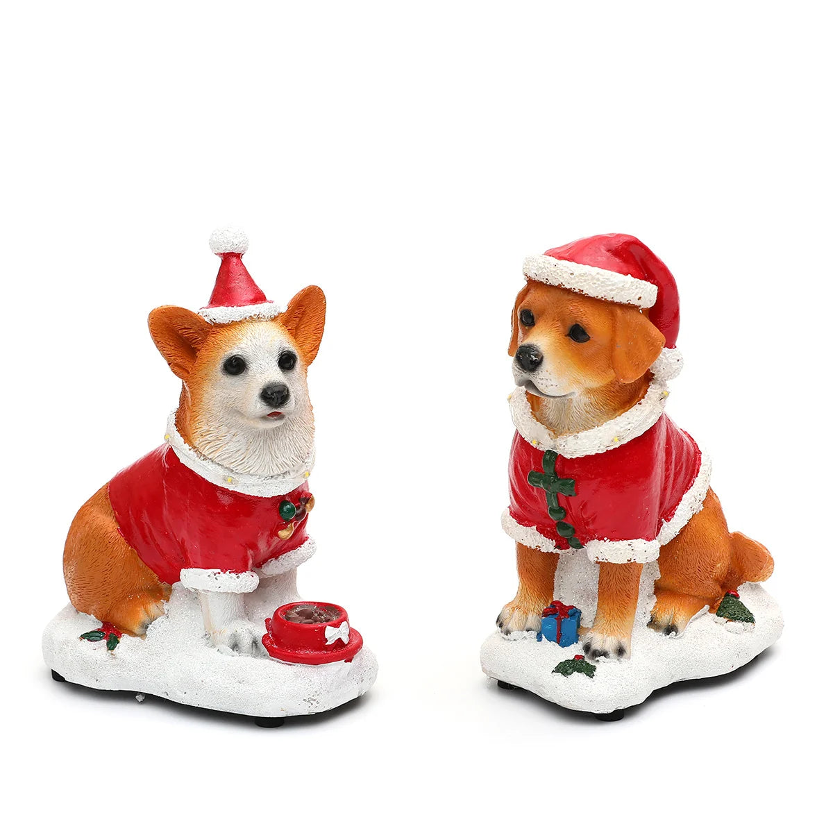 Christmas Dog Figurine LED Illuminated Resin