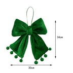 Christmas Door Hanger Velvet Tie With Pom-Poms