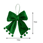 Christmas Door Hanger Velvet Tie With Pom-Poms