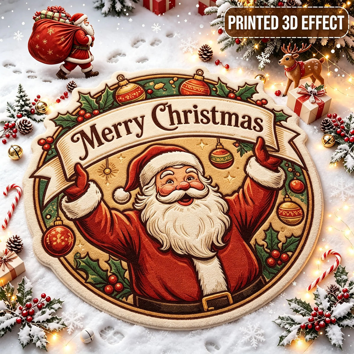 Christmas Doormat Santa Design 3D Printed Wear-Resistant & Easy-Clean