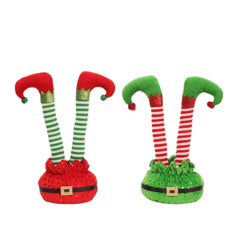 Christmas Elf Plush Movable Legs Glitter Accents