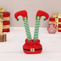 Christmas Elf Plush Movable Striped Legs & Glitter Trim