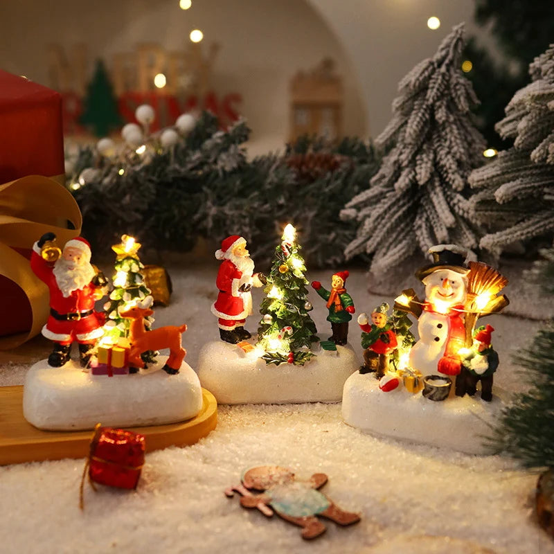 Christmas Figurine Integrated LED Warm Glow Durable Construction