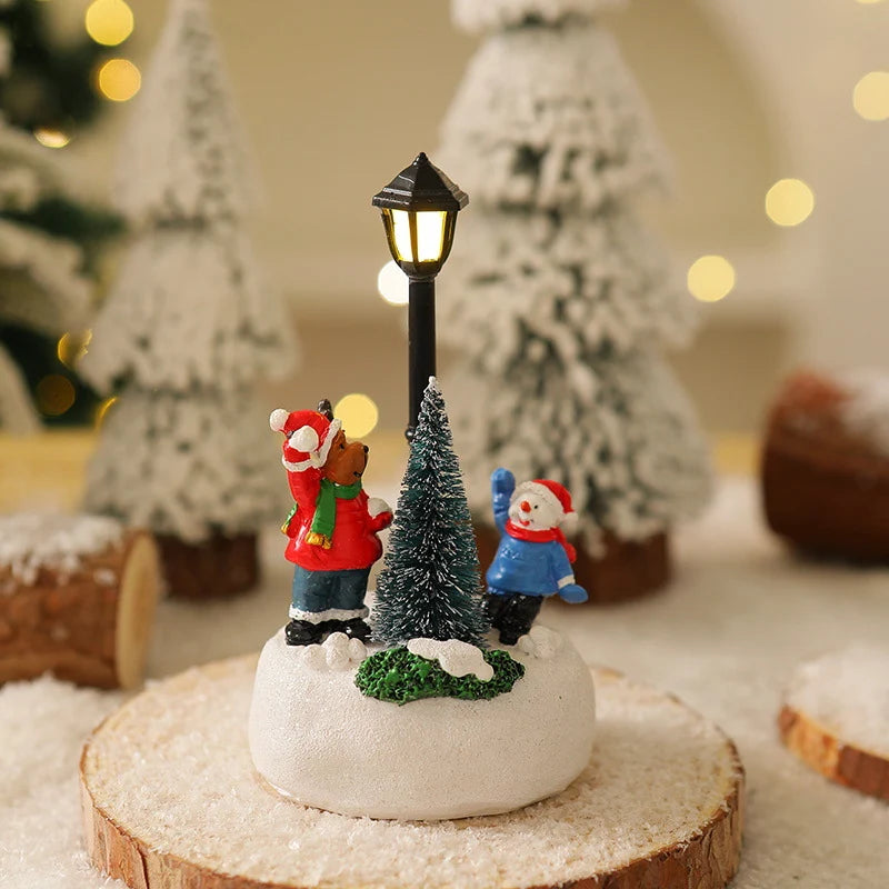 Christmas Figurine Integrated LED Warm Glow Durable Construction