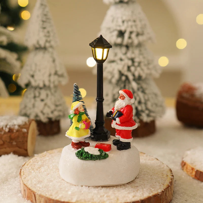 Christmas Figurine Integrated LED Warm Glow Durable Construction