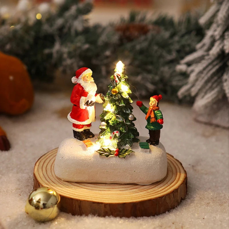 Christmas Figurine Integrated LED Warm Glow Durable Construction